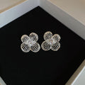 Openwork Four Petal Flower Stud Earrings in Two Finishes view 7