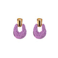 Five Color Wrapped Cord Open Oval Statement Stud Earrings view 5