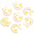Enamel Rabbit on Crescent Moon Charms in Seven Bright Colors view 11