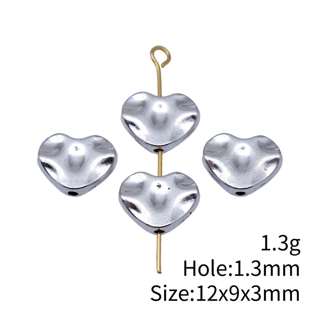 12x9x3mm 1.3g Antique Silver Zinc Alloy Heart Small Hole Loose Metal Beads for DIY Jewelry Making