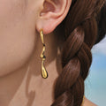 Elongated Oval Drop Earrings in Gold Silver and Two Tone view 3