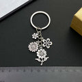 Antique Silver Sunflower and Cherry Blossom Charm Keychain view 3