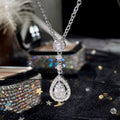 Silver Teardrop Clear Pave Pendant Necklace Metal Alloy view 2