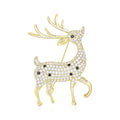 Crystal Reindeer Brooch in Gold Tone with Black Spots view 1