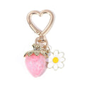 Resin Strawberry Charm Keychain with Heart Clasp and Daisy Rabbit Charms view 6