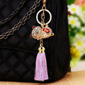 Jeweled Lucky Cat Tassel Keychains in Ten Bright Color Options view 9