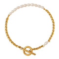 Gold Twisted Rope Freshwater Pearl OT Toggle Bracelet 17cm view 5