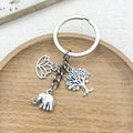 Metal Elephant Lotus Tree Charm Keychain In Silver Or Gold Tone view 2
