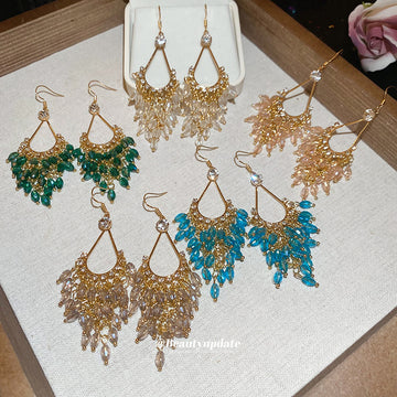 Crystal Teardrop Chandelier Hook Earrings in Five Colors