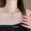 Open Oval Crystal Necklace and Drop Earrings in Silver Tone view 4