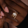 Gold Tone Three Piece Oval CZ Stack Ring Set Clear Stones view 2