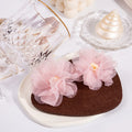 Layered Sheer Fabric Flower Statement Stud Earrings view 3