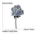 Rhinestone Rose Brooch Enamel Leaf Crystal Stem Pin view 5