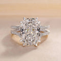 Silver Tone Large Rectangle Clear Double Band Ring 6-10 view 3