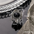 Silver Oval Stone Split Shank Ring White Black Sizes 6-10 view 5