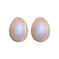 Iridescent White Oval Dome Stud Polished Metal Polished Metal Earrings view 5