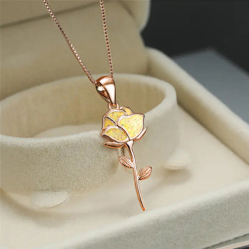 Image 2 showing yellow rose pendant necklace