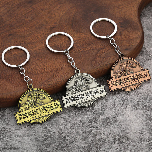 Vintage Metal Dinosaur Keychain Bag Charm Movie Gift Accessory