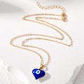 Gold Tone Heart Resin Evil Eye Pendant Necklaces in Seven Colors view 4