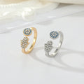 Gold and Silver Tone Crystal Hamsa Eye Adjustable Rings view 1