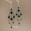 Black Crystal Filigree Chandelier Hook Earrings Fashion Jewelry view 4