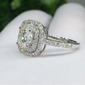 Silver Tone Square Double Halo Statement Ring With Polished Clear Stone Detail view 3