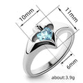 Silver-Tone Brass Claddagh Heart Ring with a Light Blue Stone view 4