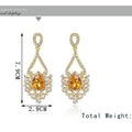 Champagne Silver Tone Champagne Crystal Floral Teardrop Metal Dangle Earrings view 2