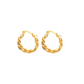 Gold Tone Textured Twisted Openwork Huggie Hoop Earrings view 5