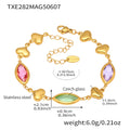 Gold Heart Link Marquise Czech Glass Bracelet Colors view 9