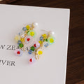 Pearl Look Top Multicolor Flower Bead Cascade Earrings view 4