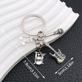 Silver Tone Guitar, Drum and Microphone Music Keychain view 1