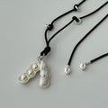 Pearl Pod Pendant Cord Necklace in Gold and Silver Tones view 7