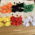 Pair of Metal Tone Chiffon Petal Drop Earrings in Six Colors view 4