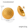 Gold Steel Pyramid Texture Dome Stud Earrings Oversized view 7