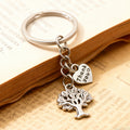 Silver Tree of Life Thank You Heart Split Ring Keychain view 4