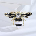 Enamel Bee Brooch Gold Tone Crystal Thorax Stripe Wings Pin view 6