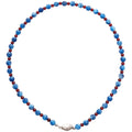 Blue Mottled Bead Necklace Red Spacers Silver Clasp view 5