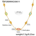 Gold Marquise Czech Glass Station Necklace Metal Bead Accents view 11
