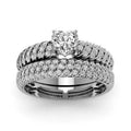 Three Piece Clear Stone Ring Set In Gold And Silver Tones view 2