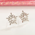 Silver Tone Layered Snowflake Clear Stone Stud Earrings view 2