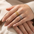 Twisted and Plain Double Band Open Rings in Two Finishes view 3
