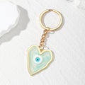 Gold Frame Marbled Resin Heart Evil Eye Keychain 5 Colors view 7
