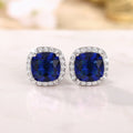 Cushion Halo Stud Earrings In Ten Bright Center Colors view 2