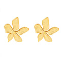 Gold Embossed Five Petal Flower Stud Earrings Pair view 5