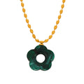 Resin Flower Doughnut Pendant Necklace And Hoop Earring Set view 6