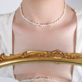 White Oval Faux Pearl Beaded Choker Necklace Strand view 6