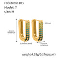 Gold U Hoop Pavé Zircon Earrings Multi Color Sizes view 11