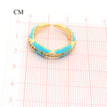 Gold Tone Crystal Enamel Braided Adjustable Open Rings view 2