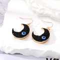 Gold Crescent Resin Moon Evil Eye Drop Earrings Two Colors view 2